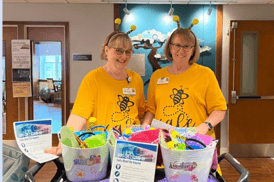 Staff at nursing home use games to create a fun environment to encourage vaccinations