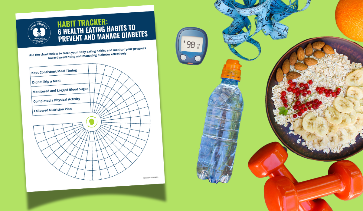 Habit tracking sheet for nutrition that helps diabetes prevention and management